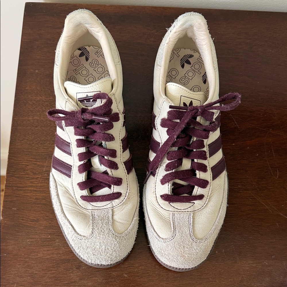 Adidas Women's Cream and Maroon Sneakers
